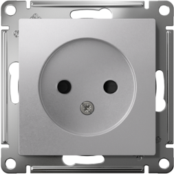 Механизм розетки 1-м СП AtlasDesign 16А без заземл. защ. шторки алюм. SchE ATN000349