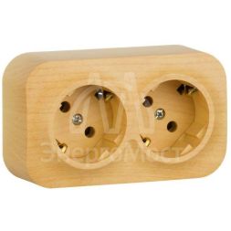 Розетка 2-м ОП Quteo 16А с заземл. дерево Leg 782273