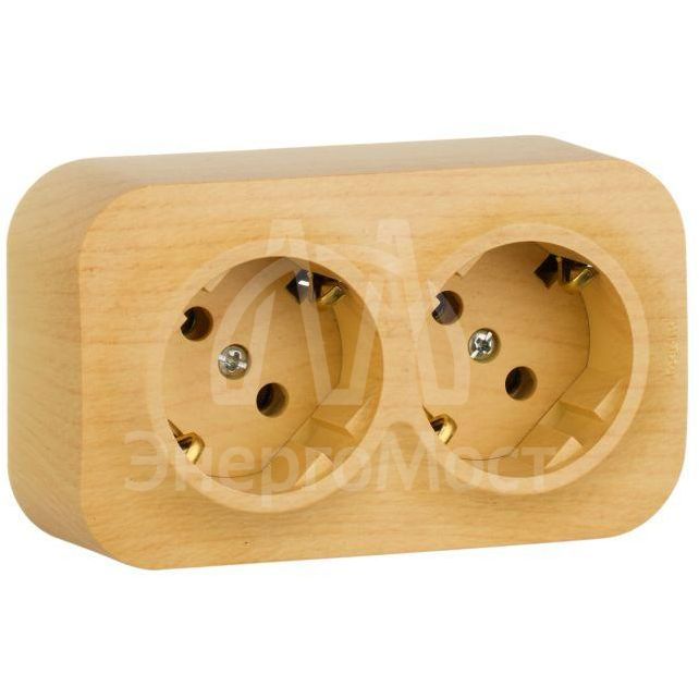 Розетка 2-м ОП Quteo 16А с заземл. дерево Leg 782273