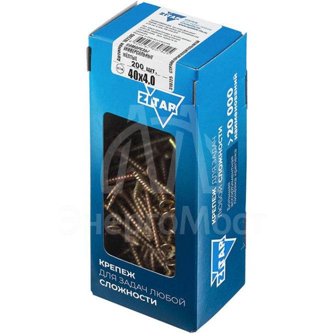 Саморез универсальный 40х4.0мм желт. (уп.200шт) Tech-KREP 102245