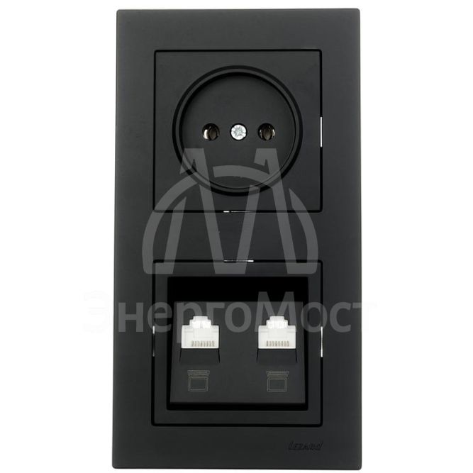 Рамка 2-местн. вертик. VESNA черн. бархат LEZARD 742-4200-152