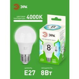 Лампа светодиодная GREEN LINE A60-8W-840-E27 GL 8Вт груша 4000К яркий свет бел. E27 Эра Б0067139