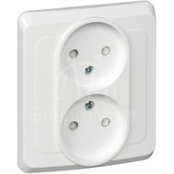 Розетка 2-м СП Этюд 16А IP20 защ. шторки без заземл. бел. SchE PC16-006B