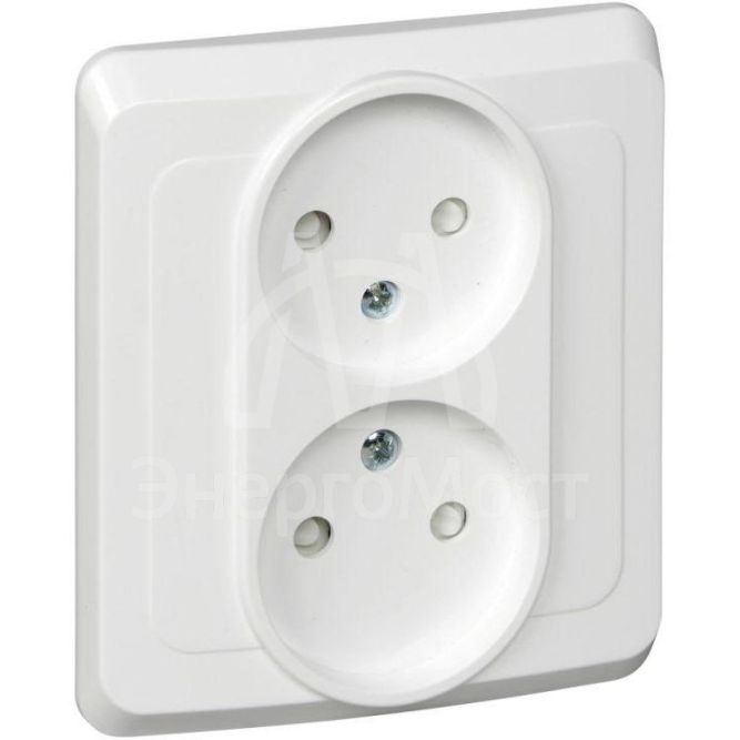 Розетка 2-м СП Этюд 16А IP20 защ. шторки без заземл. бел. SchE PC16-006B