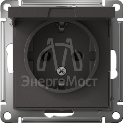 Розетка AtlasDesign с заземл. со шторками с крышкой 16А IP20 механизм базальт SE ATN001446