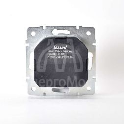 Механизм розетки 1-м СП KARINA 16А с з/к + USB разъем черн. бархат LEZARD 707-4288-181
