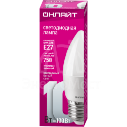 Лампа светодиодная 61 960 OLL-C37-10-230-4K-E27-FR 10Вт ОНЛАЙТ 61960