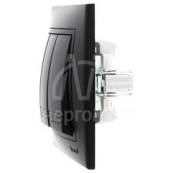 Выключатель 3-кл. 1п СП Мира 10А IP20 со вставкой черн. бархат LEZARD 701-4242-109