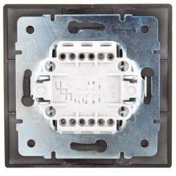 Выключатель 3-кл. 1п СП Мира 10А IP20 со вставкой черн. бархат LEZARD 701-4242-109