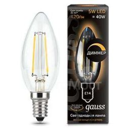 Лампа светодиодная Black Filament Candle dimmable E14 5Вт 2700К Gauss 103801105-D