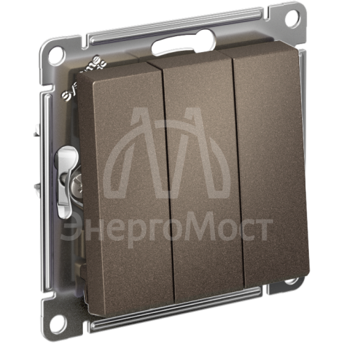 Механизм выключателя 3-кл. СП AtlasDesign 10А IP20 (сх. 1+1+1) 10AX мокко SchE ATN000631