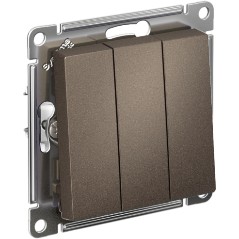 Механизм выключателя 3-кл. СП AtlasDesign 10А IP20 (сх. 1+1+1) 10AX мокко SchE ATN000631