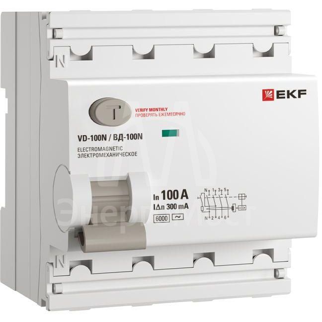 Выключатель дифференциального тока 4п 100А 300мА тип AC 6кА ВД-100N электромех. PROxima EKF E1046M100300
