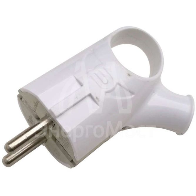 Вилка угловая с кольцом с з/к 16А бел. 4120 IN HOME 4690612009124