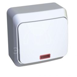 Переключатель 1-кл. ОП Этюд 10А IP20 с подсветкой бел. SchE BA10-007B