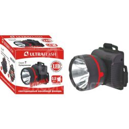 Фонарь налобный 909LED1 (1LED 1 режим; 3хR6 черн.) Ultraflash 11780