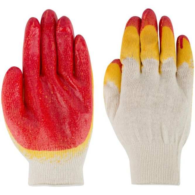 Перчатки вязаные с двойной латексной заливкой наладонника х/б 12469