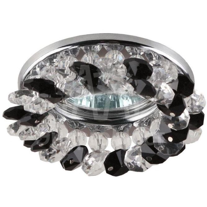 Светильник DK16 CH/WH/BK 50Вт MR16 12В точечный; декор &amp;quot;круглый с мелкими хрусталиками&amp;quot; хром./прозр./черн. ЭРА C0043750