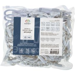Гирлянда светодиодная &amp;quot;Айсикл&amp;quot; (бахрома) 1.8х0.5м 48LED бел. 3Вт 230В IP65 провод бел. Neon-Night 255-025