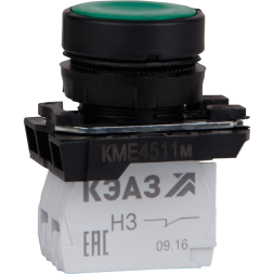 Кнопка КМЕ 4511м 1но+1нз цилиндр IP54 зел. КЭАЗ 248247