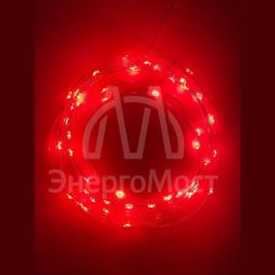 Гирлянда светодиодная &amp;quot;Нить&amp;quot; 5м 50LED красн. свет АА ЭРА Б0047963