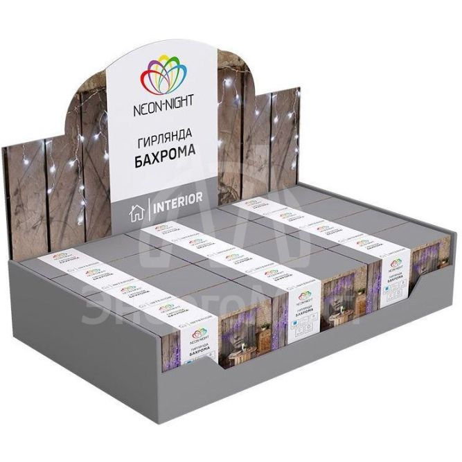 Гирлянда &amp;quot;Айсикл&amp;quot; (бахрома) 1.8х0.5м 48LED мультиколор 3Вт 230В IP20 провод прозр. Neon-Night 255-019