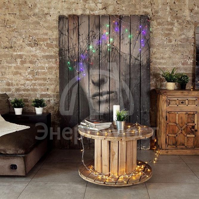 Гирлянда &amp;quot;Айсикл&amp;quot; (бахрома) 1.8х0.5м 48LED мультиколор 3Вт 230В IP20 провод прозр. Neon-Night 255-019