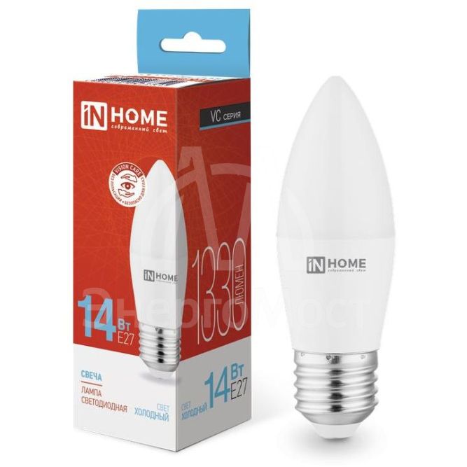 Лампа светодиодная LED-СВЕЧА-VC 14Вт E27 6500К 1330лм IN HOME 4690612047751