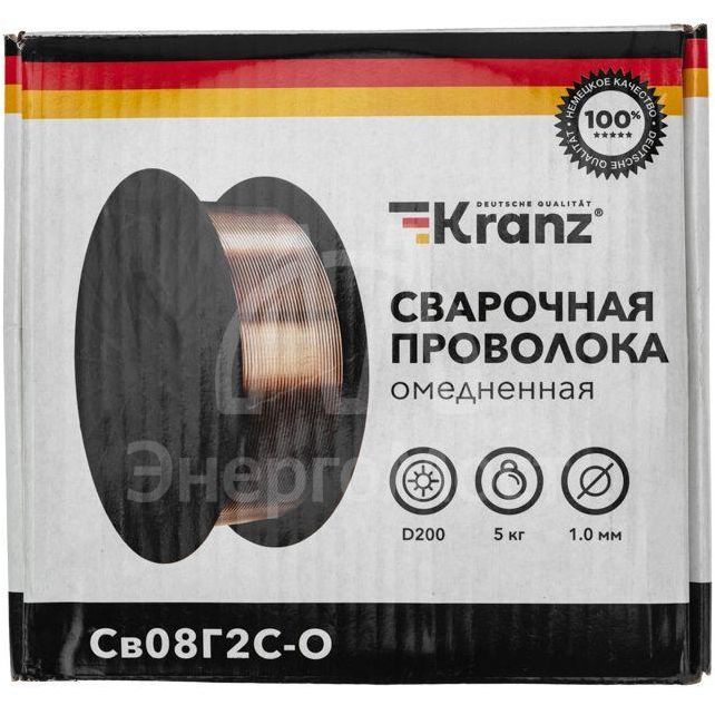 Проволока сварочная омедненная Св08Г2С-О (ER70S-6; SG2) 5кг 1.0мм D200 Kranz KR-11-0982-5
