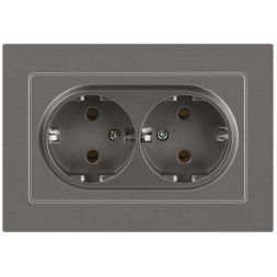 Розетка 2-м СП Accent 6-205-09 16А IP20 250В 2P+E Schuko AL/CU титан Intro Б0063500