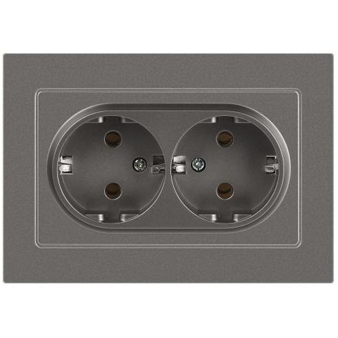 Розетка 2-м СП Accent 6-205-09 16А IP20 250В 2P+E Schuko AL/CU титан Intro Б0063500