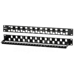 Патч-панель модульная 19дюйм PPBL3-19-24S-RM 24 порта Flat Type 1U для модулей Keystone Jack с задн. каб. организ. (без модулей) Hyperline 34542