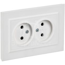 Розетка 2-м СП BRITE РС12-2-БрАБ 10А в сборе без заземл. без защ. шторок арктич. бел. IEK BR-R20-10-K91-F