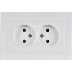 Розетка 2-м СП BRITE РС12-2-БрАБ 10А в сборе без заземл. без защ. шторок арктич. бел. IEK BR-R20-10-K91-F