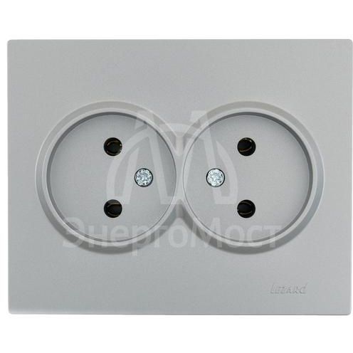Розетка 2-м СП VESNA без заземл. ПБТ платина LEZARD 742-3500-128B