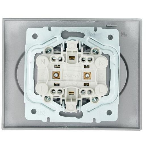 Розетка 2-м СП VESNA без заземл. ПБТ платина LEZARD 742-3500-128B