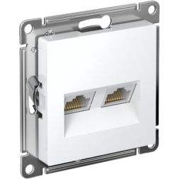 Розетка компьютерная 2-м AtlasDesign RJ45 кат.6A механизм бел. SE ATN000188