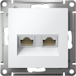 Розетка компьютерная 2-м AtlasDesign RJ45 кат.6A механизм бел. SE ATN000188