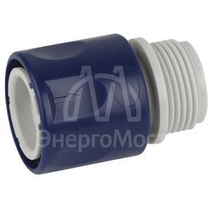 Соединитель-коннектор для шланга с внешней резьбой 19мм (3/4) пластик Green Apple Б0017774