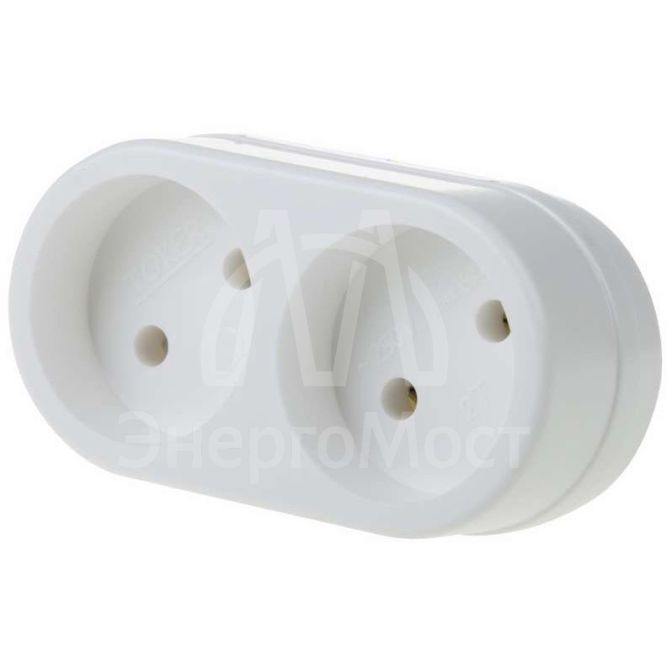 Двойник электрический 6-10А без заземл. бел. Rexant 11-1074