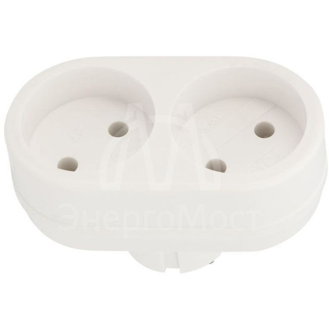 Двойник электрический 6-10А без заземл. бел. Rexant 11-1074