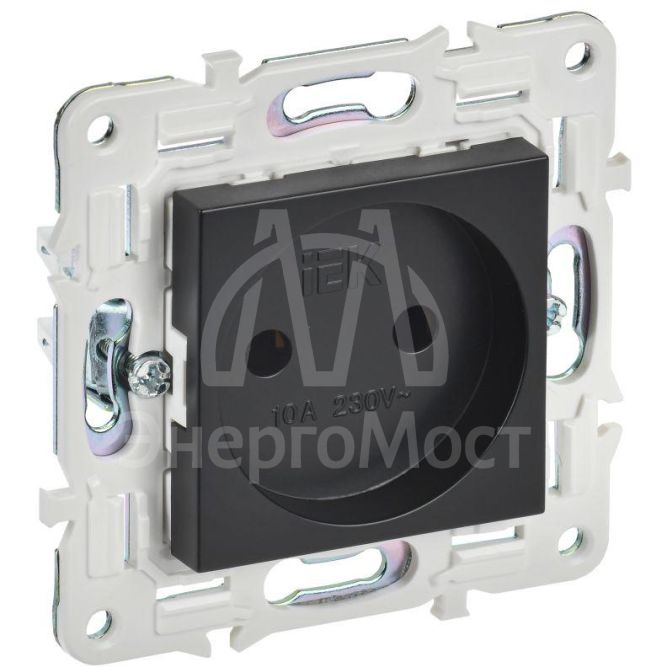 Розетка SKANDY 10А без заземл. без защ. шторок SK-R02Bl черн. IEK SK-R10-10-K02
