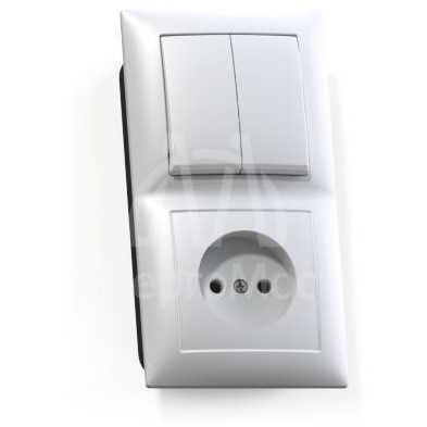 Блок СП БКВР-409 Селена (2-кл. выкл. + розетка) бел. Кунцево 8201