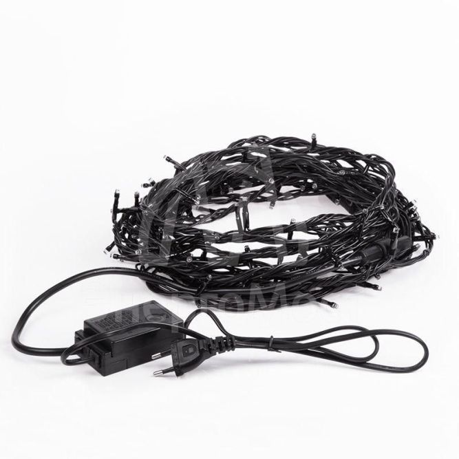 Гирлянда &amp;quot;ТВИНКЛ ЛАЙТ LED&amp;quot; (с контроллером 8 режимов) 10м 100LED 10Вт 220В IP54 бел. провод черн. ПВХ NEON-NIGHT 303-135