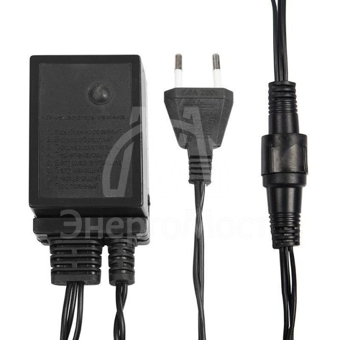 Гирлянда &amp;quot;ТВИНКЛ ЛАЙТ LED&amp;quot; (с контроллером 8 режимов) 10м 100LED 10Вт 220В IP54 бел. провод черн. ПВХ NEON-NIGHT 303-135