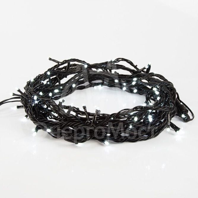 Гирлянда &amp;quot;ТВИНКЛ ЛАЙТ LED&amp;quot; (с контроллером 8 режимов) 10м 100LED 10Вт 220В IP54 бел. провод черн. ПВХ NEON-NIGHT 303-135