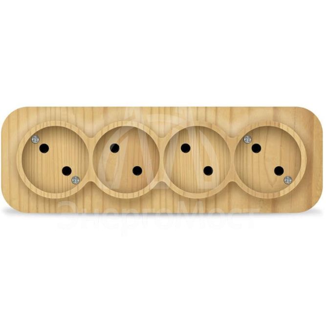 Розетка 4-м ОП 10А IP20 без заземл. сосна IONICH 1456