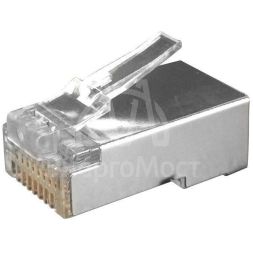 Разъем PLUG-8P8C-U-C6-SH-100 (8P8C) под витую пару кат. 6 (50/50микродюйм) экранир. универс. (для ож и мж кабеля) (уп.100шт) Hyperline 49358