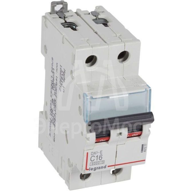 Выключатель автоматический модульный 2п C 16А 6кА DX3-E 6000 2мод. 230/400В Leg 407277