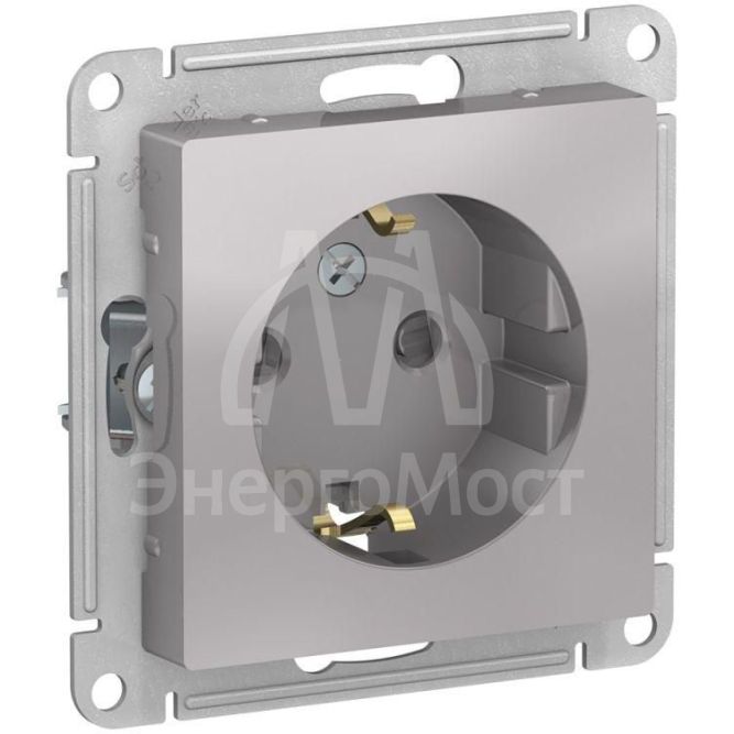Механизм розетки 1-м СП AtlasDesign 16А с заземл. защ. шторки алюм. SchE ATN000345